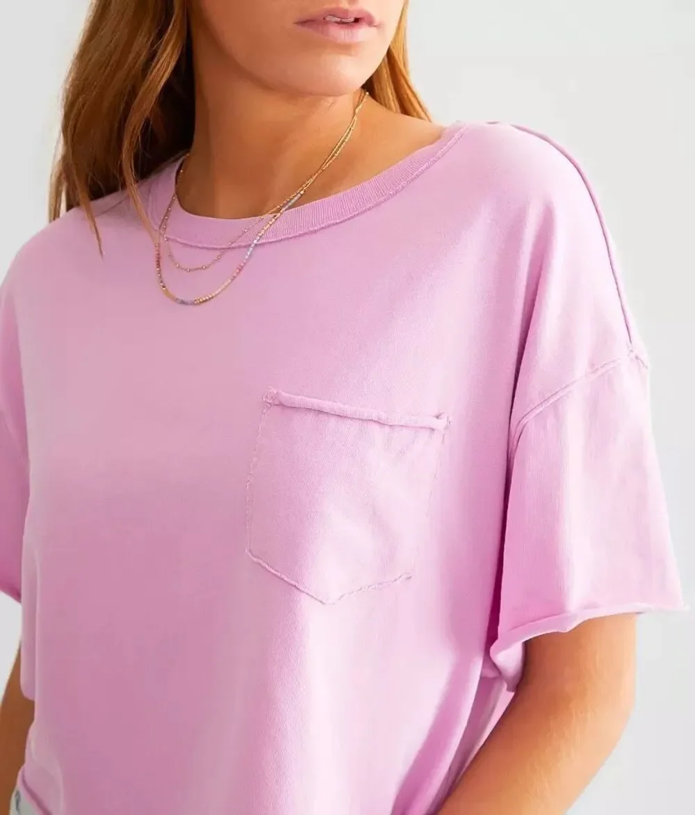 Free People We The Free Fade Into You Crop Boxy Pocket Tee Orchid S NEW